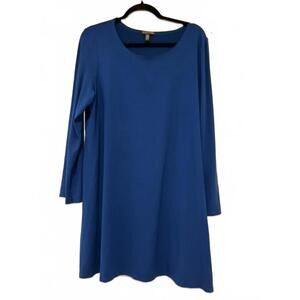 Eileen Fisher women's electric blue long sleeve stretch shift dress sz Xl #1480